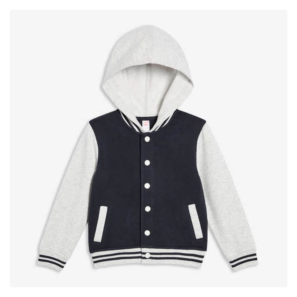 Toddler Boys' Hooded Varsity Jacket - Pale Grey